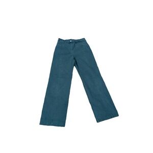 Maeve Anthropologie Women's Wide Leg Green Denim Jeans Sz 28T